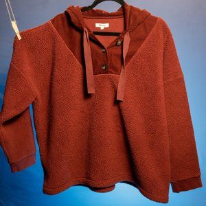 Madewell (Re)sourced Fleece Button-Front Hoodie Sweatshirt